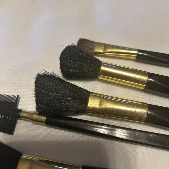 Cosmetic Makeup Brush Set of 5 Long Assorted Size Black Handles W/gold New - Picture 4 of 8
